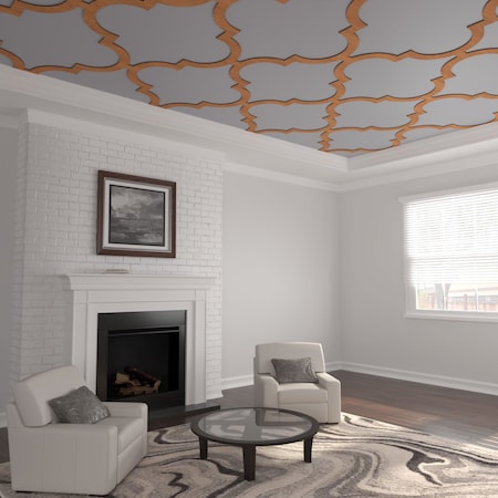 Ekena Millwork 66 56W x 66 56H x 38T Large Marrakesh Decorative Fretwork Wood Ceiling Panels, Cherry CELW67X67X0375MRKCH